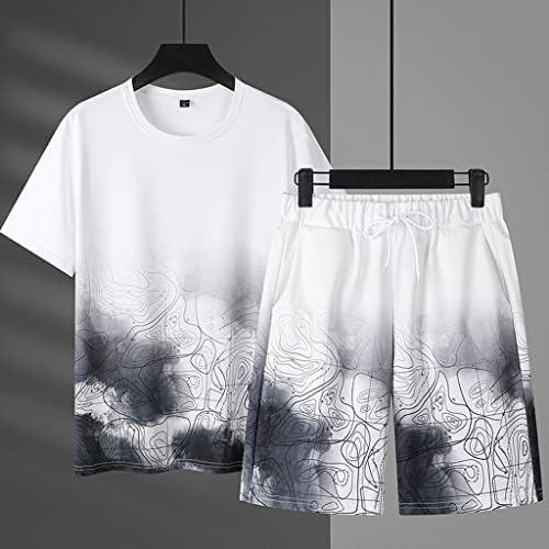 HNKDD Men's Summer Plus Tamanho Camiseta de manga curta de duas peças Surpolas masculinas Running Sportswear