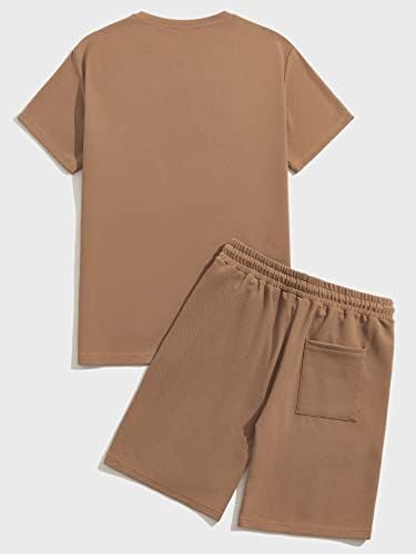 OyoAnge Men's 2 peças Camisetas sólidas e shorts de trilha da cintura de cordão com conjunto de trajes de bolso
