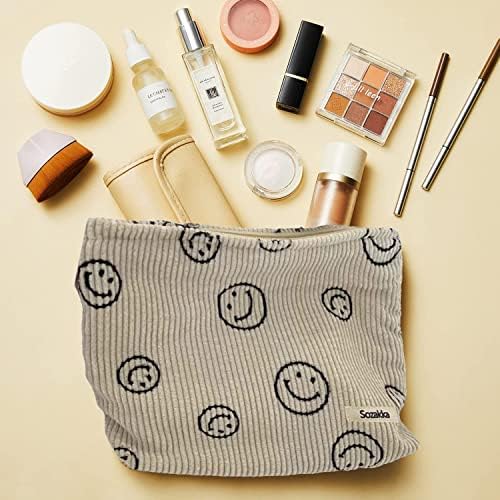 Bolsa de cosméticos de longnavigator para mulheres saco de cosméticos de veludo smiley smiley makeup saco de viagem bolsa cosmética