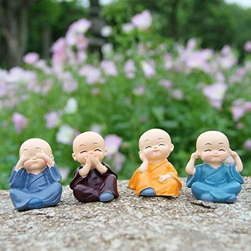 4pcs fofo kung fu estátue estátua miniatura buda figure figura figura bebê escultura de monge colecionáveis ​​artes artesanato