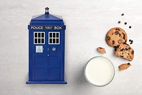 Doctor Who Tardis Cookie Jar com efeitos leves e sonoros - ativado empurrando a lâmpada ou encerrando a tampa - diversão,