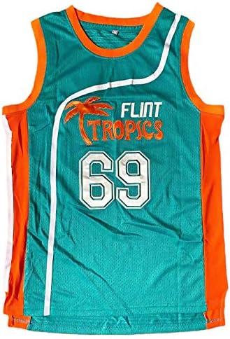 Borolin Men's Basketball Jersey 90s Moive Flint Tropics 69 Camisas do centro