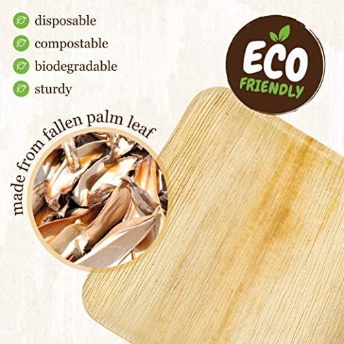 Placas de folha de palmeira Brheez 100 ct - ecologicamente corretas, compostáveis ​​e biodegradáveis ​​- elegantes placas de festas descartáveis ​​de bambu são pesadas e mais amigáveis ​​ao meio ambiente do que as placas de papel