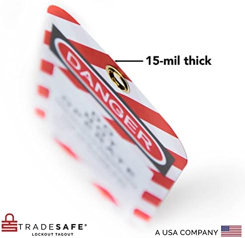 Tags de etiqueta de bloqueio do TradeSafe - 30 Danger não opere tags com 30 gravatas, premium 15 mil vinil, tags loto