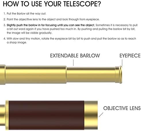 Telescópio de latão do capitão monocular de Jackii, telescópio de latão do capitão, telescópio monocular de bolso à prova