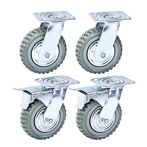Rodas giratórias de 6 polegadas rodas de borracha rodas de borracha 4pcs Anti-skid borracha giratória com placa superior de 360 ​​graus