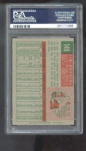 1959 Topps #149 Jim Bunning PSA 6 Cartão de beisebol graduado MLB Detroit Tigers - Cartões de beisebol com lajes