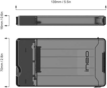 INEO 2,5 polegadas USB 3.0 sem ferramentas do disco rígido externo para 9,5 mm e 7mm SATA HDD SSD com UASP suportado - [T2573]
