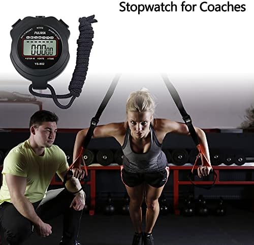 Pulivia Stopwatch Sport Timer Lap Split Digital Stopwatch com alarme do calendário de relógio, grande exibição à prova de choque para treinadores nadar em treinamento esportivo de corrida