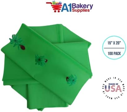 Papel de lenço verde groovy 15 x 20-100 pacote de lençol premium de alta qualidade A1 Bakeru Supplies feitos nos EUA