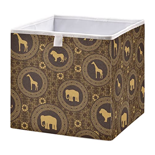 Cubos de armazenamento dobráveis ​​de cubos dobráveis ​​de cubos de elefante de elefante africano para caixas de brinquedos à prova d'água para caixas de organizador de cubos para crianças livros de berçário Meninas de meninas - 15.75x10.63x6.96 em