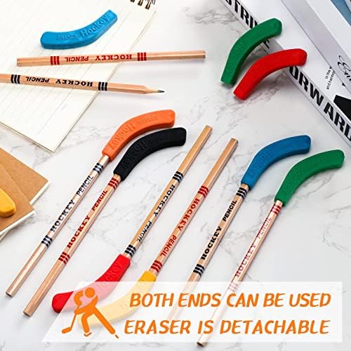 Lápis de hóquei Leelosp 60 peças com borrachas lápis de hóquei multicolor
