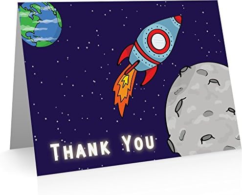 Rocket & Space Thank You Cards, crianças, cartões de agradecimento