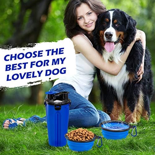 Garrafa de água de cachorro para caminhar, garrafa de água portátil para cães, com tigela de água de cachorro dobrável e tigela de