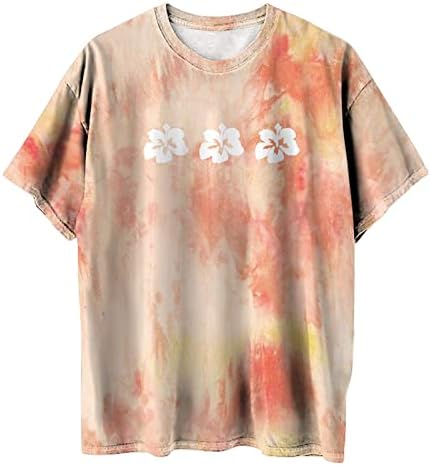 Tops femininos de verão tingem tshirts tsshirts gradiente de túnica de túnica de túnica gradiente casual impressão de manga curta camiseta