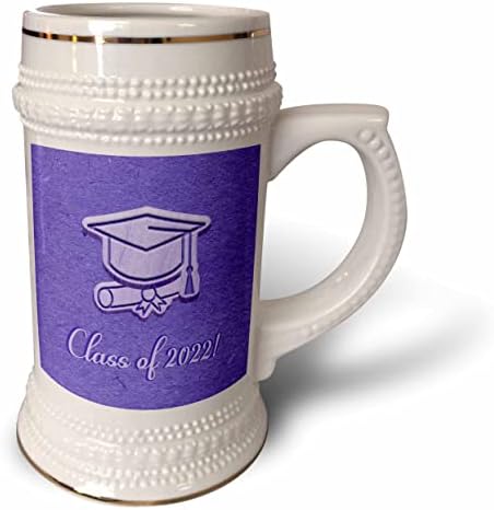 Imagem 3drose de tampa de graduação e diploma, roxo, classe de 2022-22oz caneca