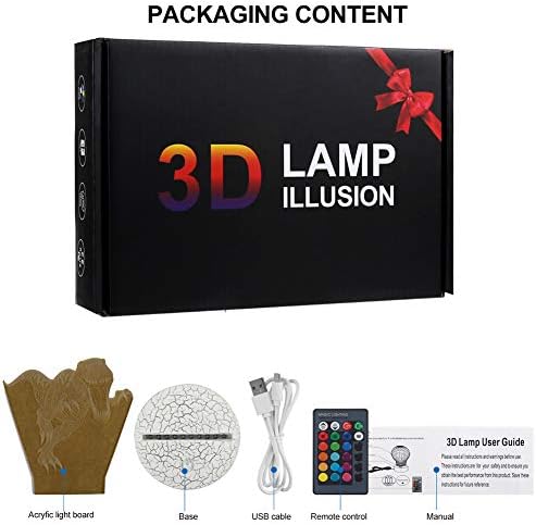 VANSIHO DINOSAUR 3D ILUSÃO OPTICO NOITE 7 LUDER LED LUDER LUDER DO BRINIMÉSTICO DE NATAL PARA CRIANÇAS COM REMOTO