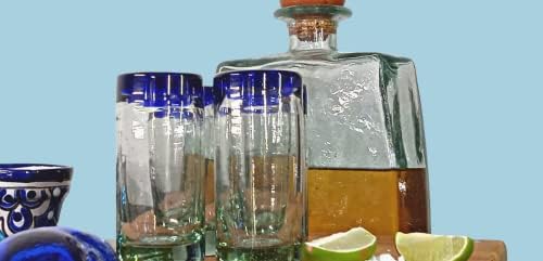 Mextequil - autênticos copos mexicanos tequila - conjunto de copos de tiro tequila - 4 pcs - 2 oz - vidro de tiro soprado à mão mexicana