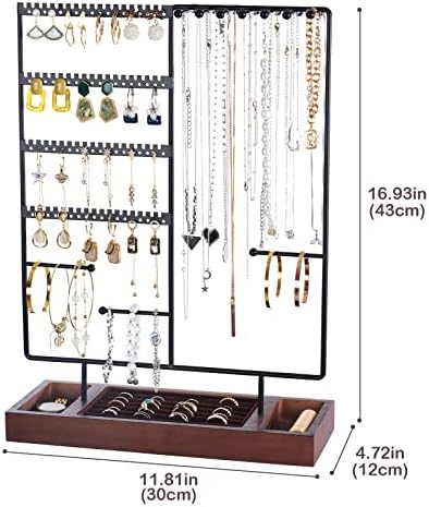 Procase Organizador de jóias de jóias de 6 camadas Organizador de jóias de madeira