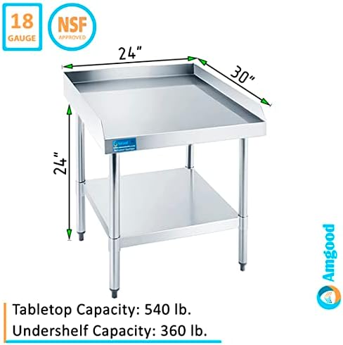 AMGOOD 30 x 24 Equipamento de aço inoxidável Stand | Altura: 24 | Tabela de grelha para fortes comerciais