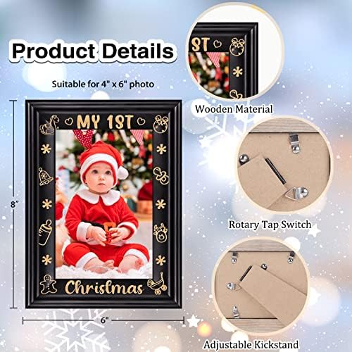 Flyab My First Christmas Picture Frame First Christmas Photo Frame Gravado Babys Natural Wood First Christmas Photo Frame Gifts