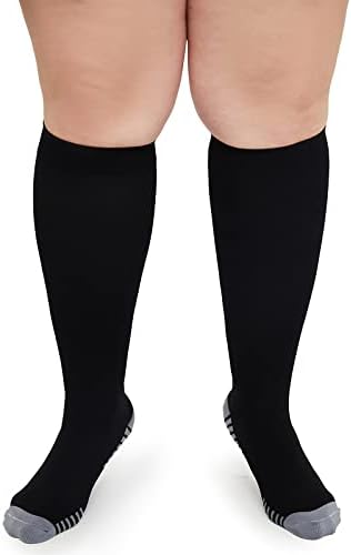 Dingcooler 3 Pacote meias de compressão de panturrilha larga para mulheres e homens 15-20 mmHg, meias esportivas mais altas do