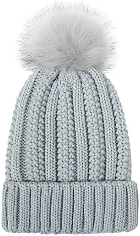 Henjoke Womens Beanie chapéus de inverno cetim forrado gorro de malha forro chapéu de caveira grossa para esqui ao ar livre