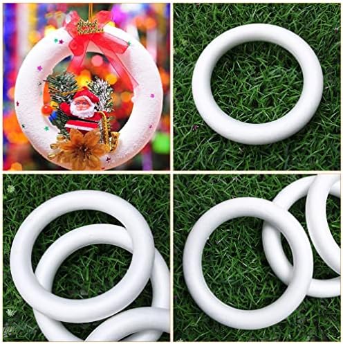 Coroa de espuma de decoração branca forma anéis de poliestireno: 30pcs anel de artesanato redondo decoração de árvore de natal para