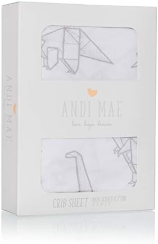 Andi Mae Crib Sheet - Dinossauros cinza - de algodão de camisa - se encaixa em colchões de berço ou criança padrão