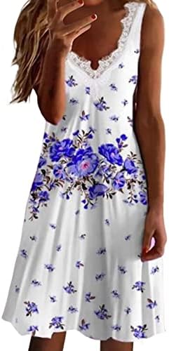 Vestido de dobradiça vestido de verão v pescoço de renda vestido sem mangas vestido casual fome feminino casual simples camiseta