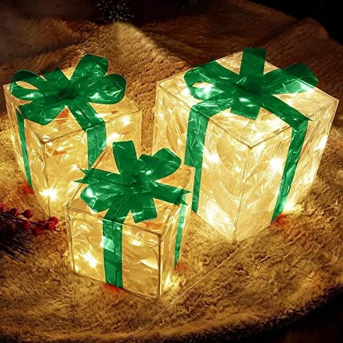 Decorações penduradas no Natal Caixa de presente de decoração de Natal grande com caixa de presente com iluminação de iluminação