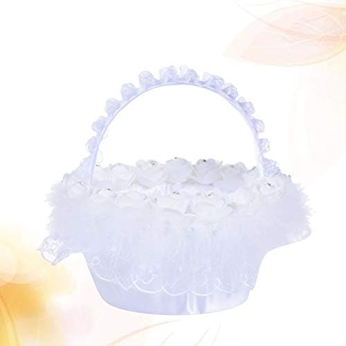 AMOSFUN FLOR GIRL GIRL Basket Ring Portador para casamento de cesta de cesta de flores de seda de seda suprimentos de festa