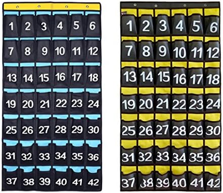 Gráfico de bolso da sala de aula numerada para telefones celulares Organizador de tecidos Porta de parede pendurada