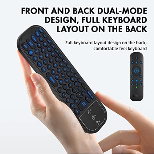 Remoto de voz Bluetooth com teclado, mouse de ar, iluminado, modo duplo recarregável, 2,4g WiFi/BT5.0, aprendizado de infravermelho - compatível com NVIDIA Shield, PC, Projector, Android TV Box, HTPC
