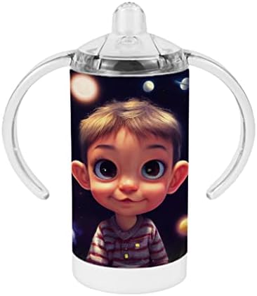 Galaxy Boy Sippy Cup - Copo com canudinho bebê temático - copo gráfico com canudinho