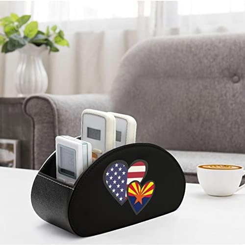 Hearts interligados American Arizona State Flag TV Remote Control titular com 5 compartimentos PU Organizador de couro