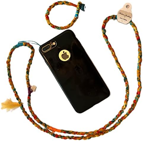 Tecido artesanal de Selen Correia de telefone de design de design especial, pulseira com presente. Padrões étnicos e tradicionais.