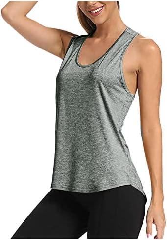 Treino sem costas feminino tops tops racerback mangas túnicas de túnicas básicas de ioga de tanque de músculo sólido