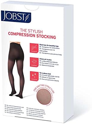 Jobst UltraSheer compressão meias, 15-20 mmhg, coxa alta, banda de renda de silicone, dedo do pé fechado