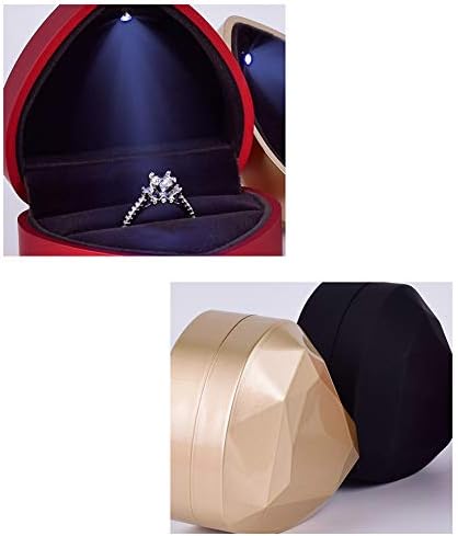 Caixa de anel Lynn com caixa de jóias LED Exibição de joias de armazenamento Caixas de presente de veludo de veludo caixas de presente
