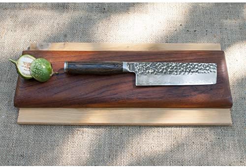 Shun Towlery Premier 5.5 , Corte de legumes ideais e chef para todos os fins, Nakiri profissional, 5,5 polegadas, faca de cozinha japonesa artesanal e talheres de faca do chef, 8 polegadas, marrom