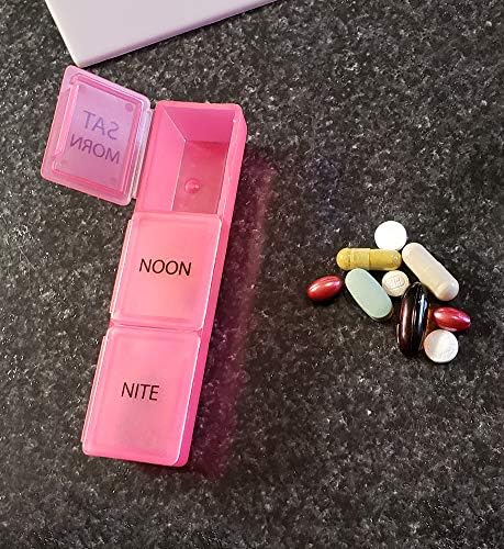 Medwrite 3 vezes ao dia Organizador semanal de comprimidos com caixas de comprimidos diários removíveis em bandeja de armazenamento - superfície gravável na bandeja para instruções e notas de medicação - por coisa de pílula