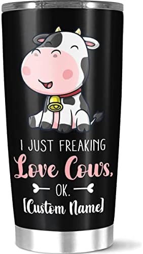 Calanaram personalizada vaca adorável é um copo sorridente, nome personalizado Just Love Cow Quote, Presente para
