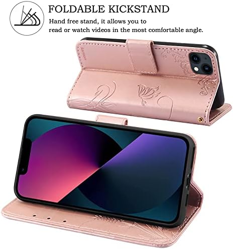 Caixa de telefone da carteira de couro Kazineer para iPhone 13 5G, com slots de suporte para cartão de bloqueio RFID