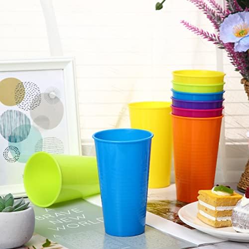 Conjunto de 36 copos de plástico coloridos 14 oz Restaurante inquebrável Drinkings Copos grandes xícaras reutilizáveis ​​de verão bebendo copos para decoração de festas de suprimentos de cozinha de chá gelado, 6 cores