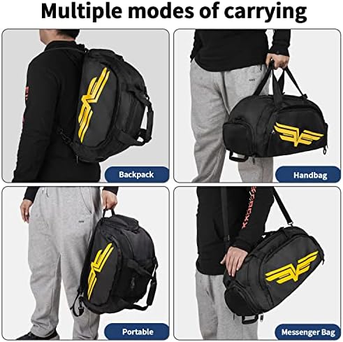 Fioretto Mens Womens Sports Backpack Backpack Duffle Bag com bolso molhado e compartimento de sapatos, bolsa noturna