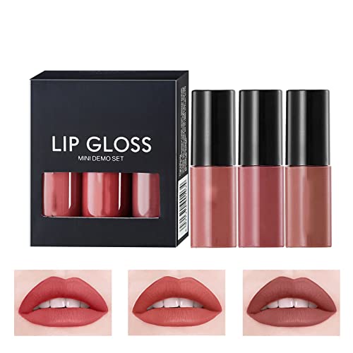 Little Girl Lip Gloss Organic 1set Batom com maquiagem labial Velvet Longa Longa Pigmmento Alto Pigmento Nud