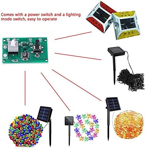 2PCS SS1208 Lâmpada solar String Controller Control Circuit Board com interruptor 1.2V 100mA 8 Tipos Modo de luz Lâmpada