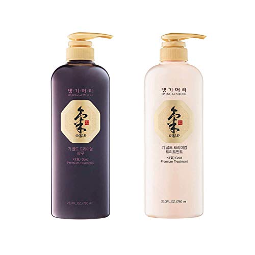 Daeng Gi Meo Ri - Ki Gold - Shampoo Premium + conjunto de tratamento para perda de cabelo, cabelos finos, prevenção e tratamento de cabelos grisalhos, shampoo de ervas medicinais, todos naturais, a marca de cabelo nº 1 da Coréia
