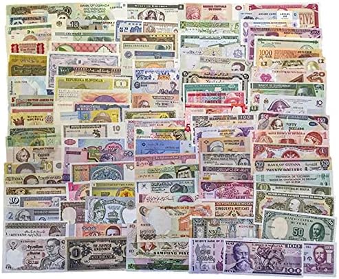 50 Notas mundiais Diferentes em papel Unc e Au Notas estrangeiras Coleta de moeda antiga